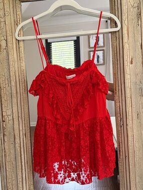 Promesa Red Lace Ruffle Camisole
